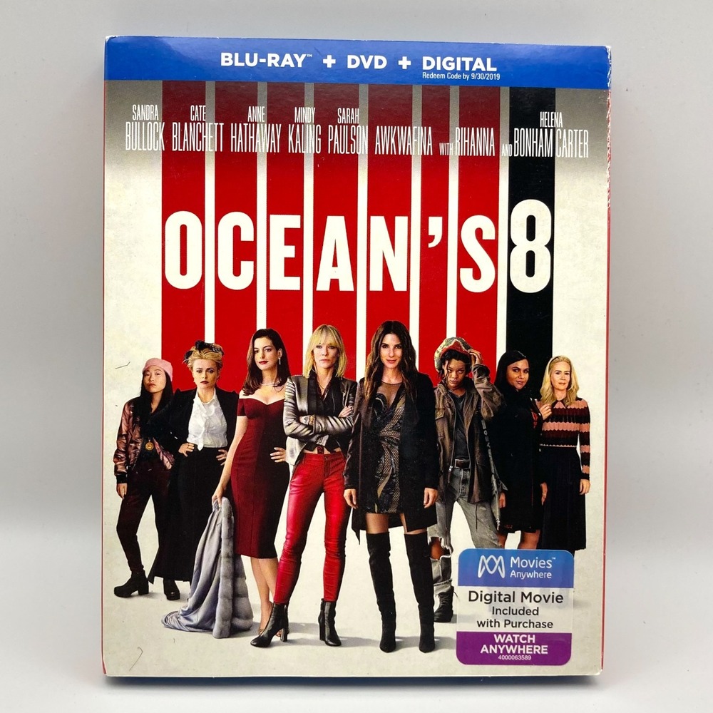 Oceans 8 Blu Ray DVD Digital Movie Sandra Bullock Anne Hathaway Rihanna Preowned